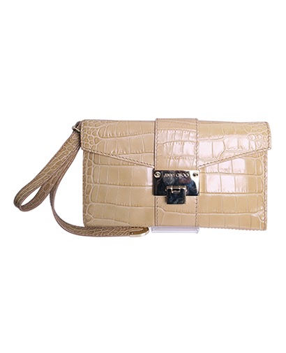 Rivera Crocodile Embossed Envelope Clutch, front view